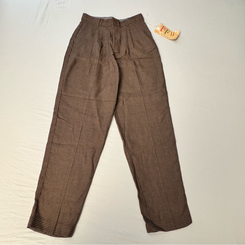 NWT! Vintage TFW Houndstooth Pleated Baggy Men’s Pants Slacks Size W28 Camel